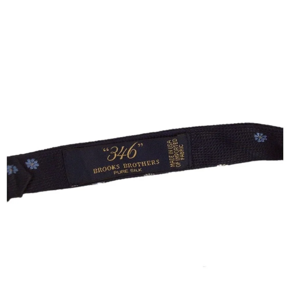 BROOKS BROTHERS 346 Blue Paisley Flower Silk Adjust Self Bow Tie 2".1/4 EX COND - Picture 3 of 3